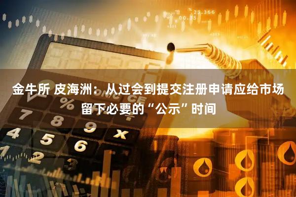 金牛所 皮海洲：从过会到提交注册申请应给市场留下必要的“公示”时间