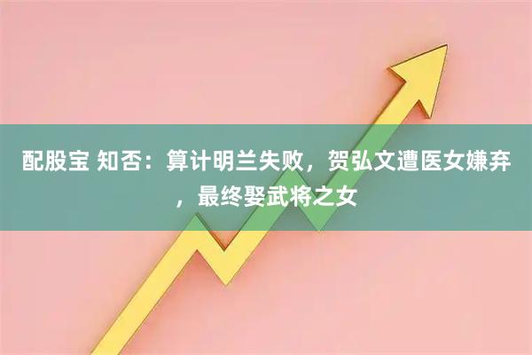 配股宝 知否：算计明兰失败，贺弘文遭医女嫌弃，最终娶武将之女